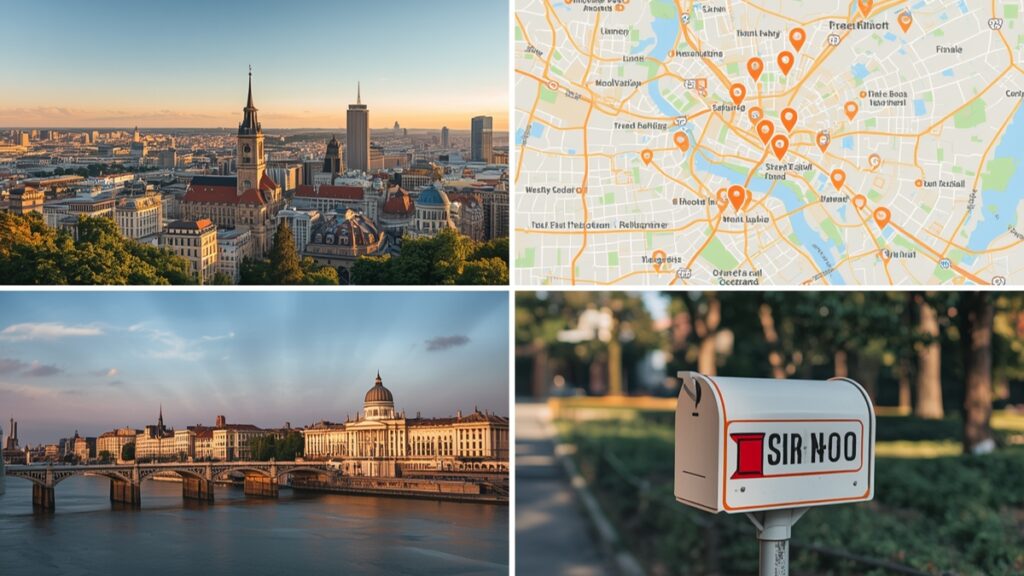 Person researching New York neighborhoods on a laptop with multiple browser windows open